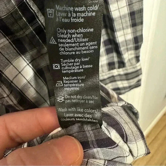 George Classics Button-Down Shirt Plaid Black & White Size Extra Large - Picture 6 of 16